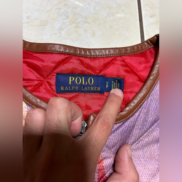 DAMAGE Polo Ralph Lauren Quilted Leather Trim Southwest Aztec Multi Color Jacket - Picture 5 of 12